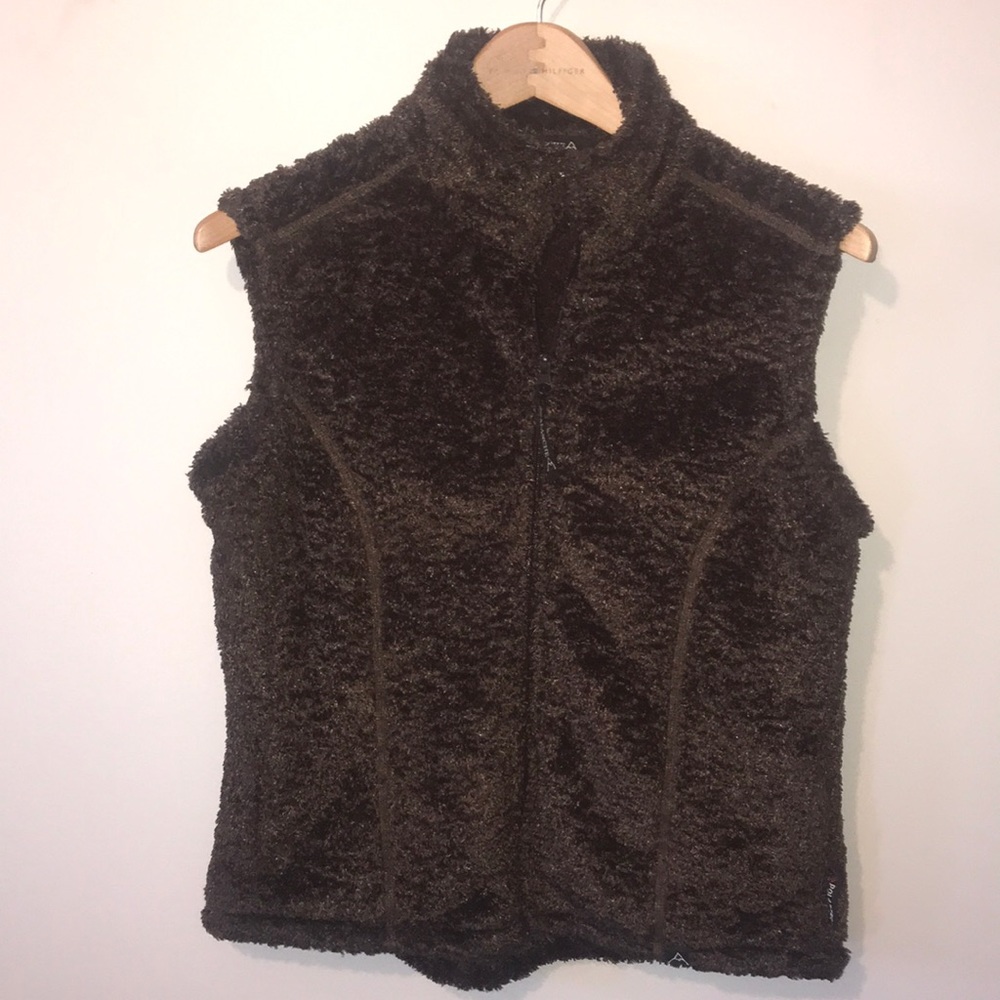 AVALANCHE Brown Fuzzy Polartec Vest Sz Large